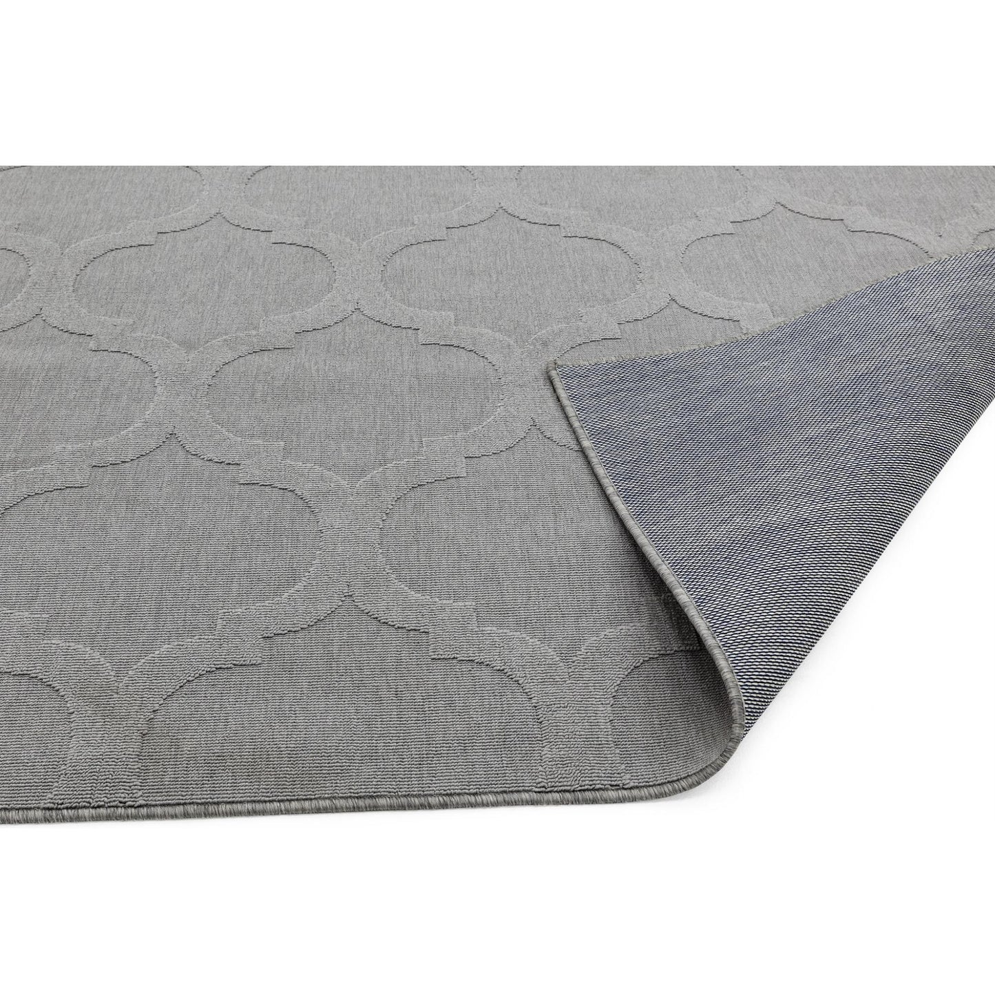 Antibes AN01 Contemporary Grey Trellis Indoor-Outdoor Rug – Durable Geometric Flatweave