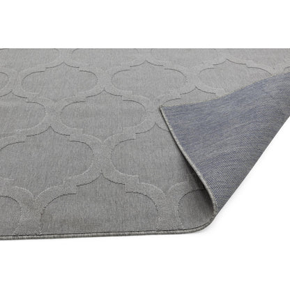 Antibes AN01 Contemporary Grey Trellis Indoor-Outdoor Rug – Durable Geometric Flatweave