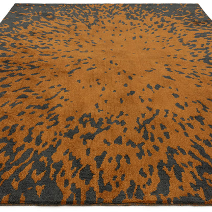 Wilder Splash Spice Orange Animal Inspired Rug – Modern Soft Textured Polyester Carpet for Living Room, Bedroom, and Office