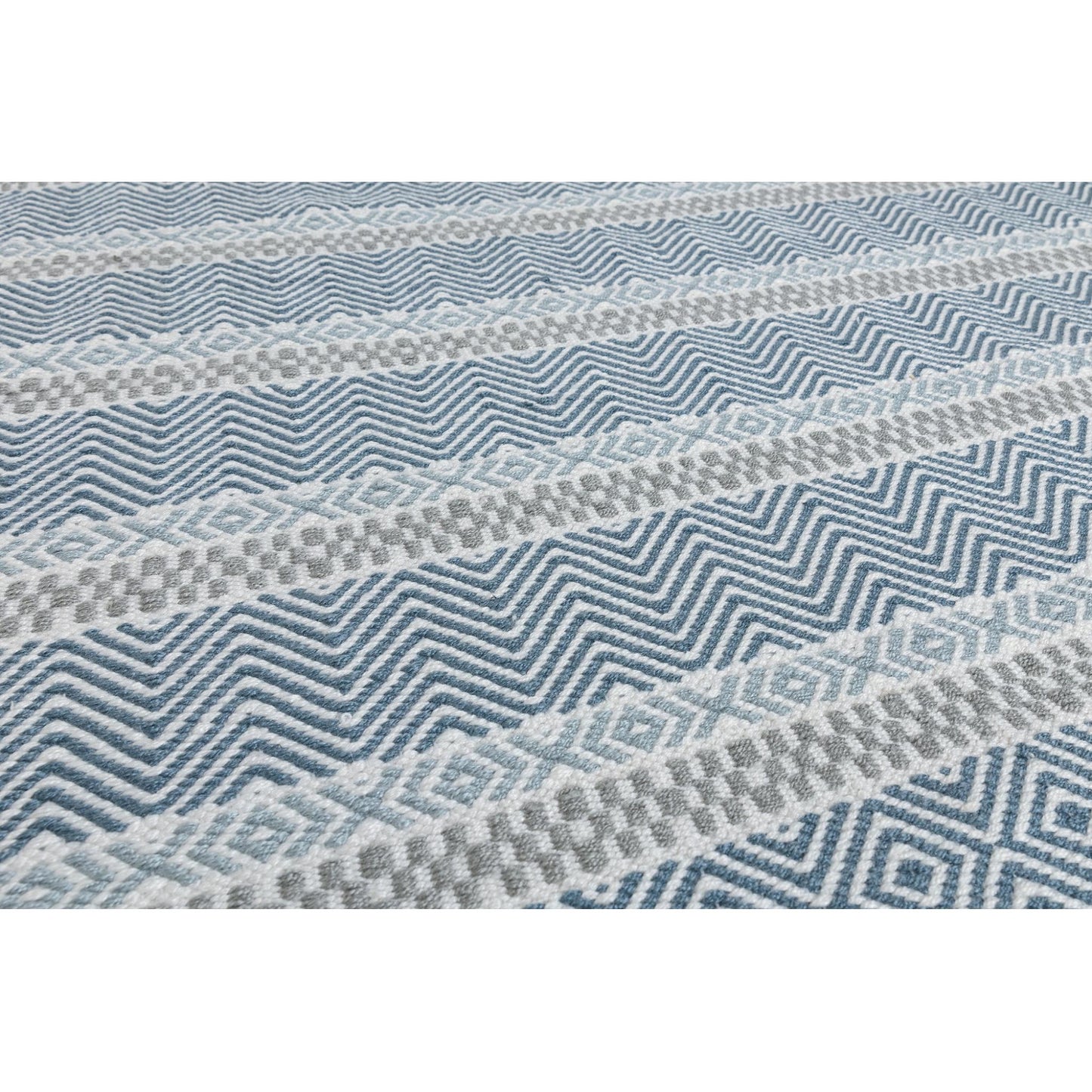 Boardwalk Reversible Eco-Friendly Blue Multi Striped Indoor & Outdoor Area Rug