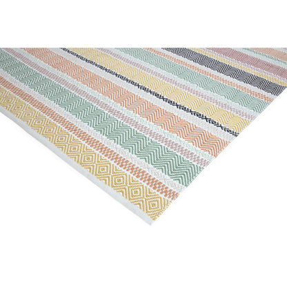 Boardwalk Reversible Eco-Friendly Pastel Multi Colours Striped Indoor & Outdoor Area Rug