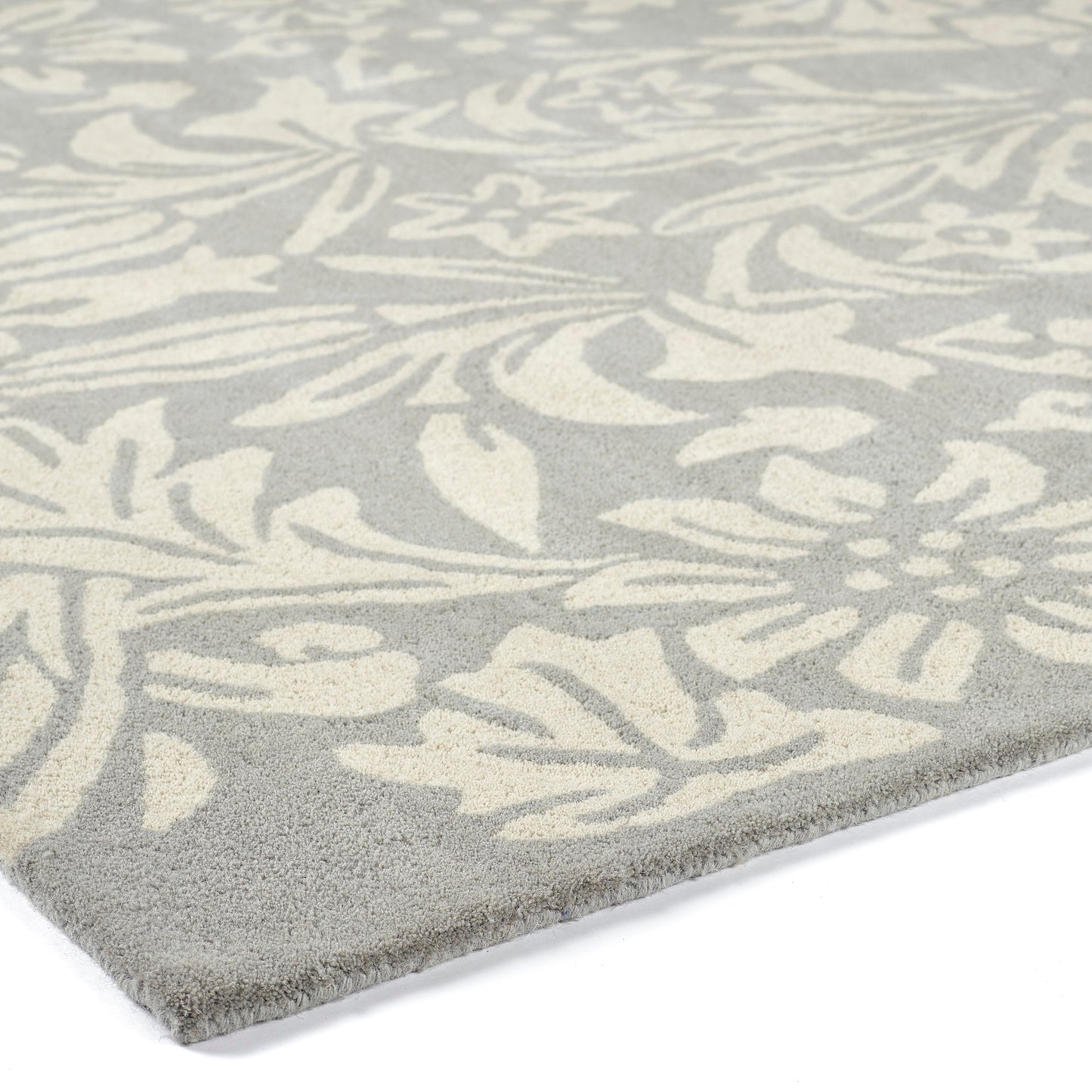 Heritage 1 Floral Pure Wool Damask Hand Tufted Rug in Lavender