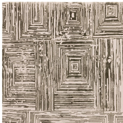 Kuza Portrait Rug – Khaki –  Elegant Textured High-Low Pile Carpet