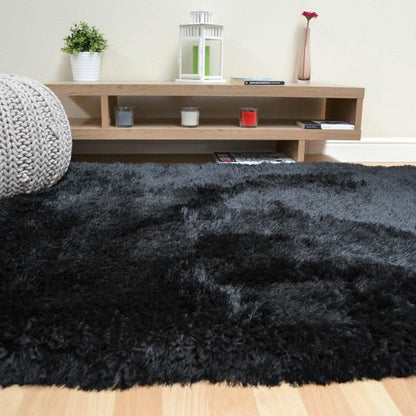Plüschiger Shaggy-Teppich für Wohnzimmer und Schlafzimmer, Hochflor, dick, flauschig, handgefertigt, fusselfrei, seidig, schimmernd, glänzend, einfarbig, Hochflor-Teppich