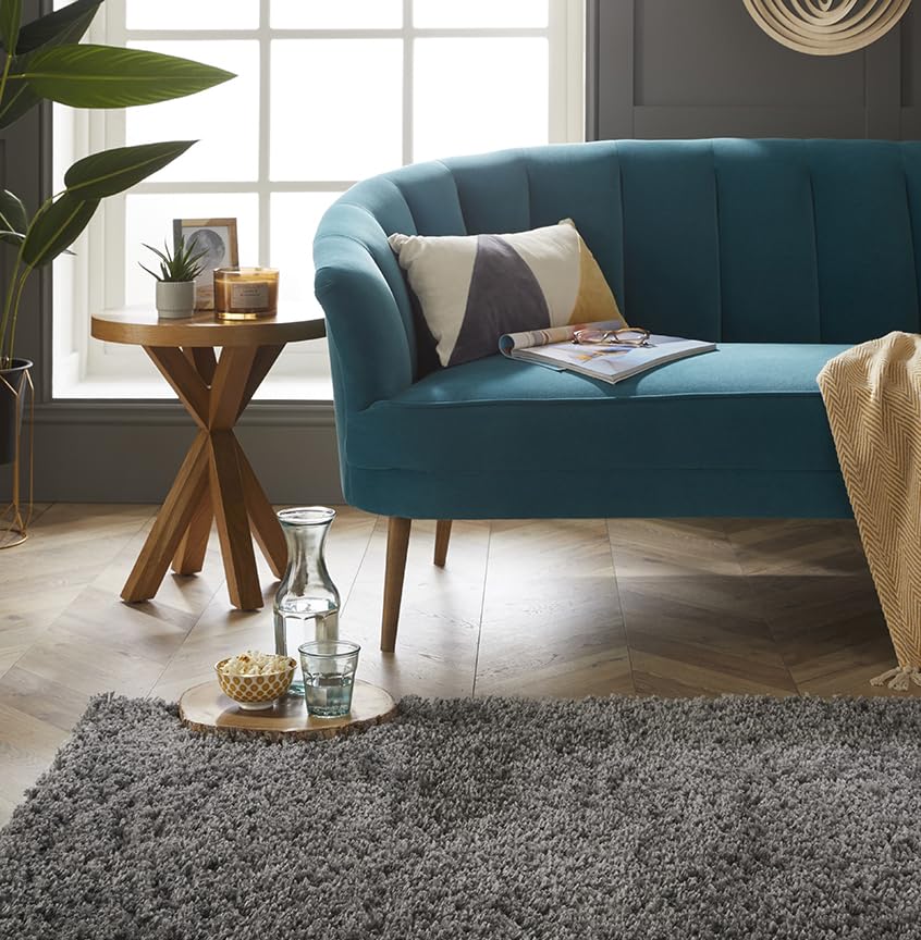 Maschinenwaschbarer, zotteliger Wohnzimmerteppich für Schlafzimmer, Flur und Küche Larissa, moderner, leicht zu reinigender Teppich, weicher Flor, rutschfest, flauschiger Teppich