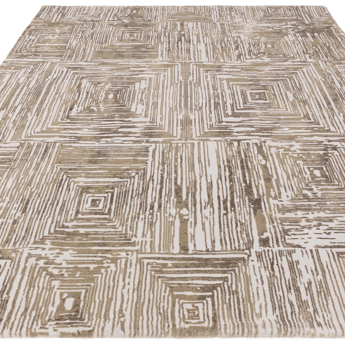 Kuza Portrait Rug – Beige –  Elegant Textured High-Low Pile Carpet