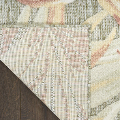 Aloha ALH43 Tropical Floral Ivory Sage Green Indoor & Outdoor Area Rug