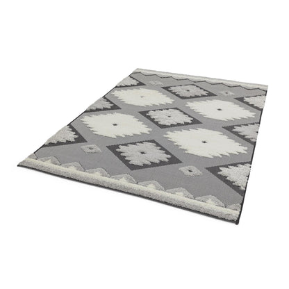 The Monty MN01 Tribal Diamond Flatweave – Premium Indoor & Outdoor Rug in Charcoal & Cream