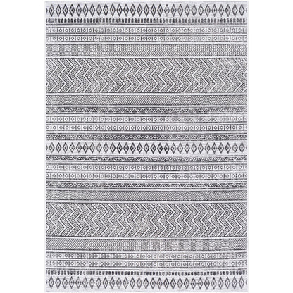 Eagean EAG2345 Tribal Geometric Black & White Indoor & Outdoor Flatweave Rug