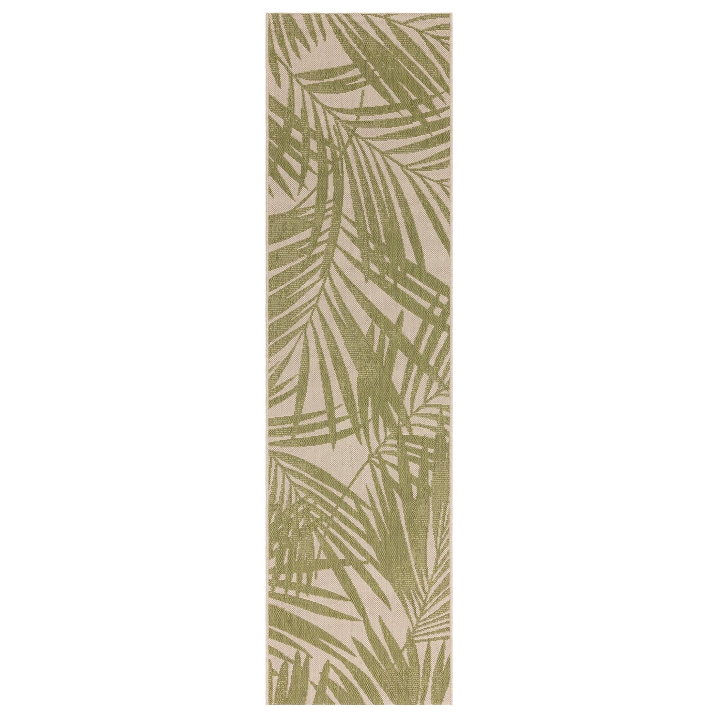 Patio Palm Botanical Leaf Green & Pink Indoor & Outdoor Hallway Runner Rug