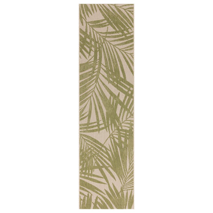 Patio Palm Botanical Leaf Green & Pink Indoor & Outdoor Hallway Runner Rug