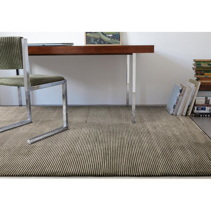 Kuza Plain Stripe Soft Silky Velvety Modern Rug in Khaki