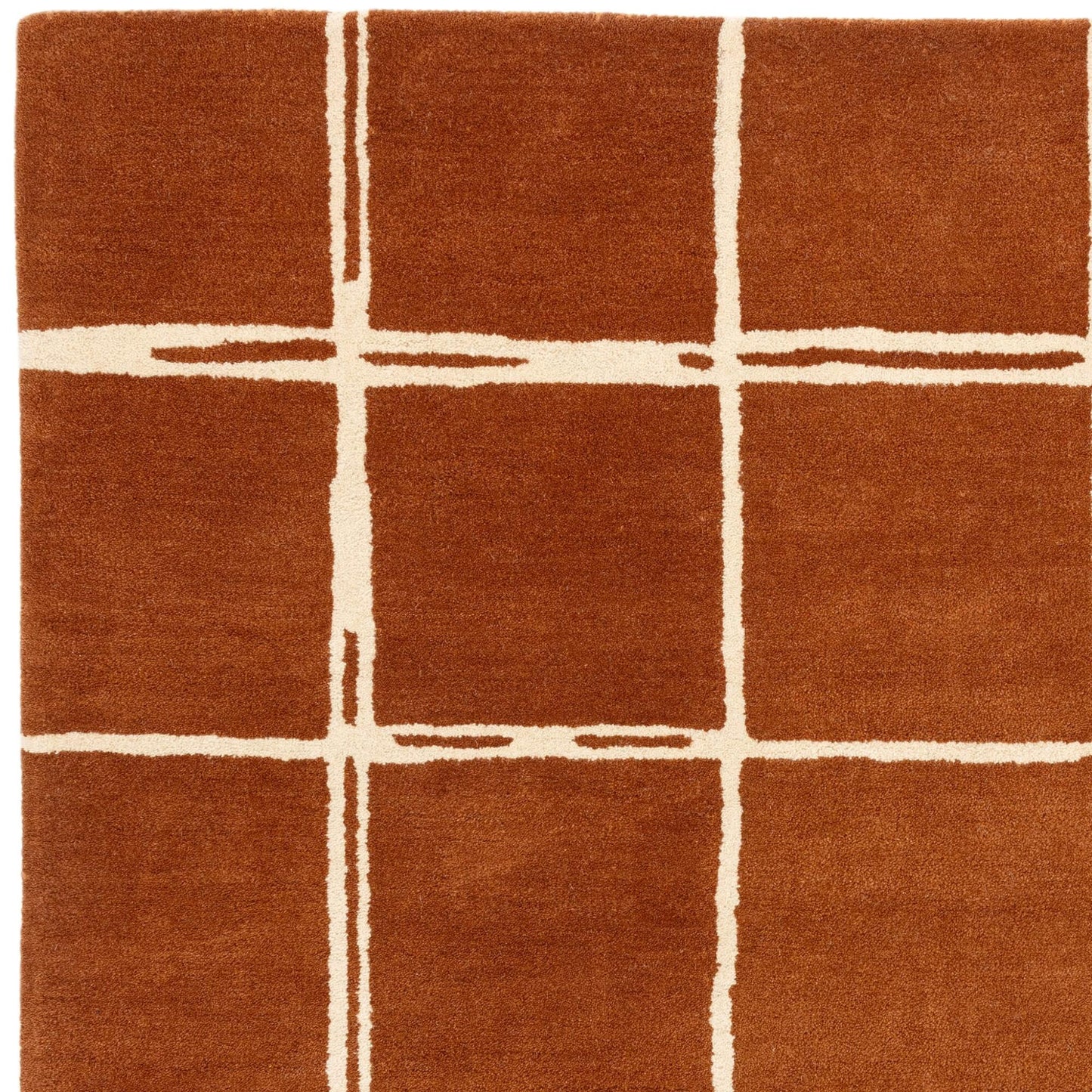 Albany Grid Orange Rust – Bold Geometric Intrigue and Natural Wool Luxury