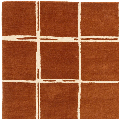 Albany Grid Orange Rust – Bold Geometric Intrigue and Natural Wool Luxury