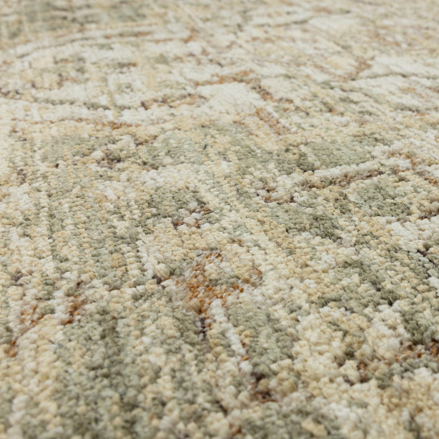 Heriz HE02 Serapi Green Traditional Medallion Vintage Rug – Modern Textured Polyester Carpet for Living Room, Bedroom, and Hallway