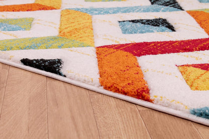 Lord of Rugs Spectra, handgeschnitzter, geometrischer, regenbogenfarbener, lebendiger, mehrfarbiger, weicher Teppich