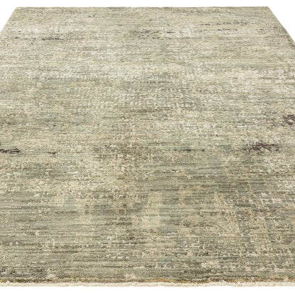 Heriz HE07 Patina Green Modern Abstract Rug – Soft High-Low Textured Space Dyed Polyester Carpet