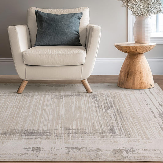 Anders AN06 Boho Charm Abstract Border Shimmer Rug in Grey Natural