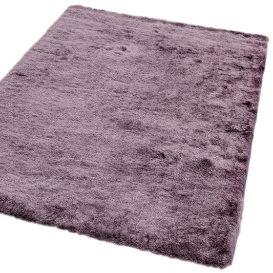 Whisper Shaggy Rug Silky Shiny Soft High Pile Plush Rug in Heather Purple – Luxurious Softness & Radiant Shine
