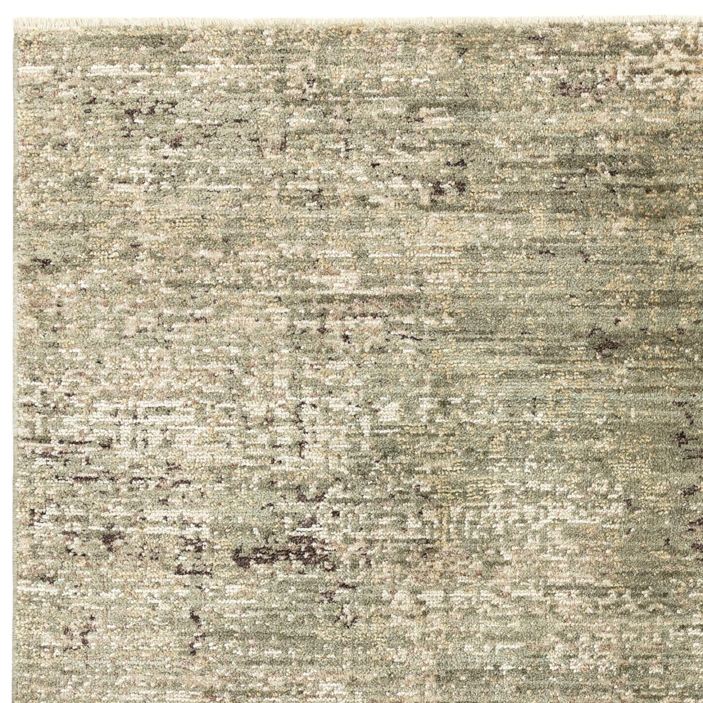Heriz HE07 Patina Green Modern Abstract Rug – Soft High-Low Textured Space Dyed Polyester Carpet
