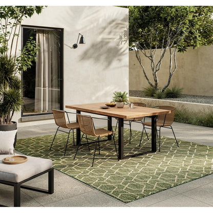 Horizon HOZ01 Modern Geometric Classic Trellis Green Indoor & Outdoor Flatweave Rug