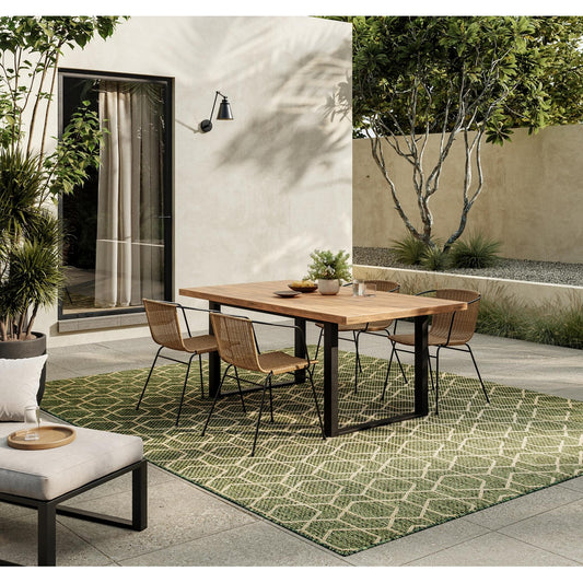 Horizon HOZ01 Modern Geometric Classic Trellis Green Indoor & Outdoor Flatweave Rug