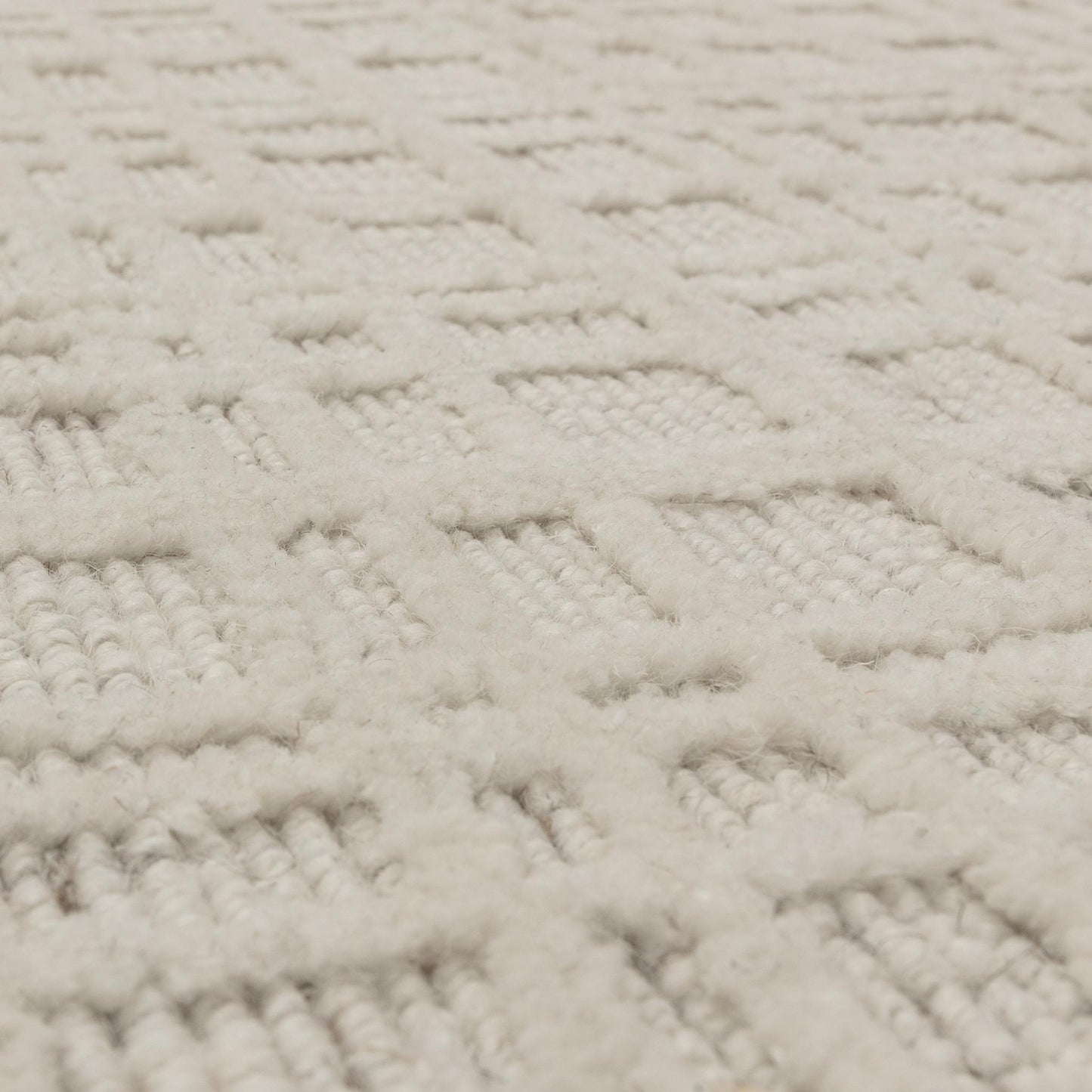 Thatch Cream Handwoven Wool Rug – Neutral Checked Pattern in Undyed Wool Blend Ecru