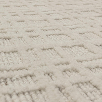 Thatch Cream Handwoven Wool Rug – Neutral Checked Pattern in Undyed Wool Blend Ecru