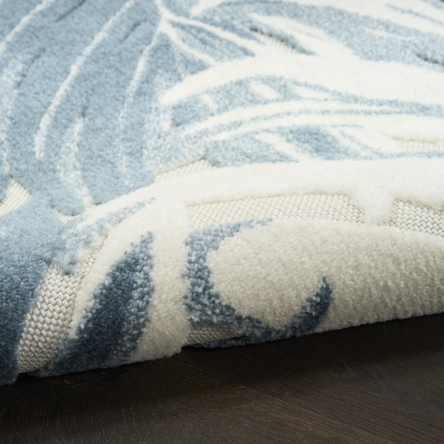 Aloha ALH43 Tropical Floral Ivory Blue Indoor & Outdoor Area Rug