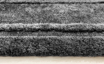 Origins Frame Hand Tufted Soft Silky Thick Shaggy Rug in Charcoal Grey
