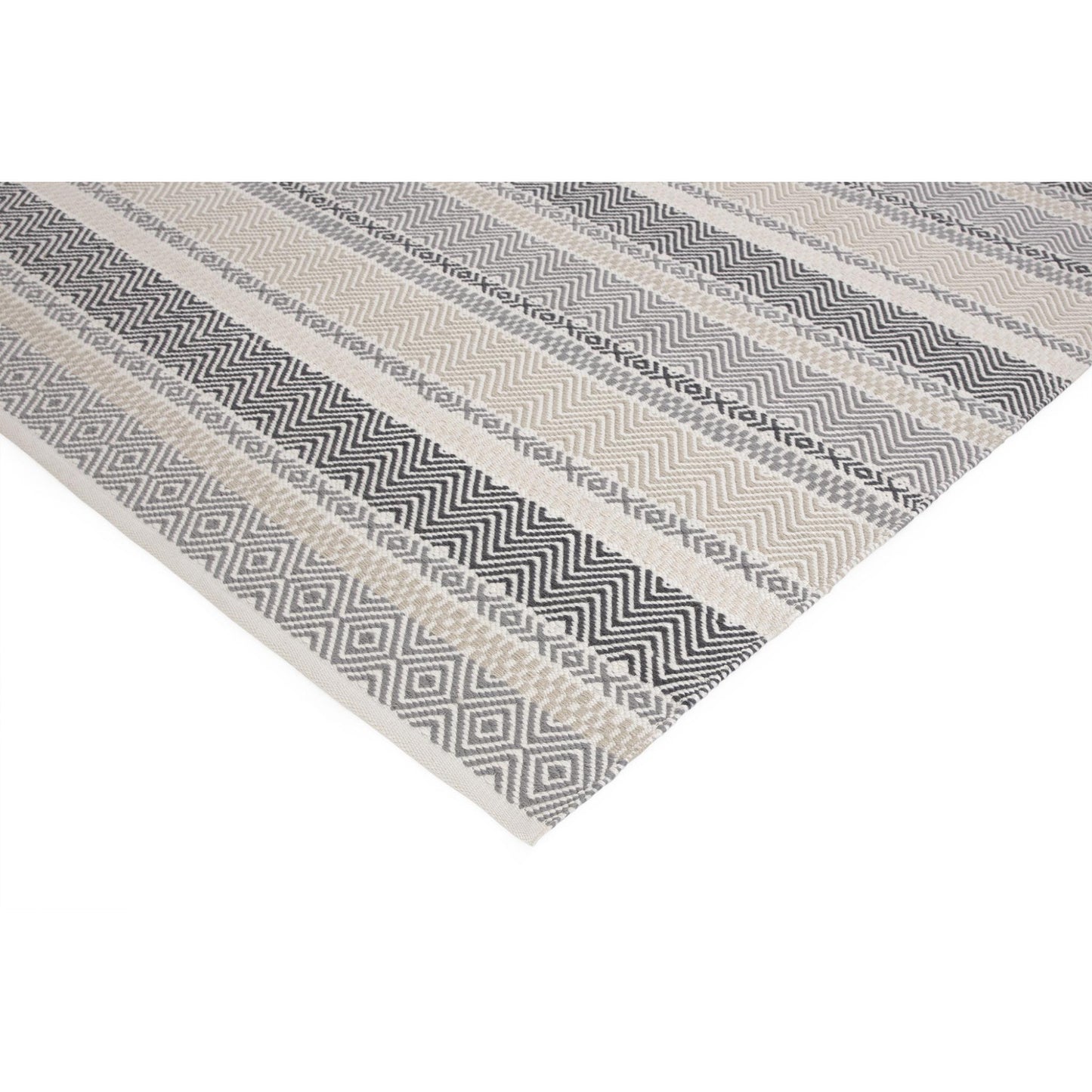 Boardwalk Reversible Eco-Friendly Grey Multi Striped Indoor & Outdoor Area Rug