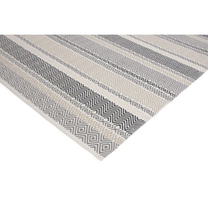Boardwalk Reversible Eco-Friendly Grey Multi Striped Indoor & Outdoor Area Rug
