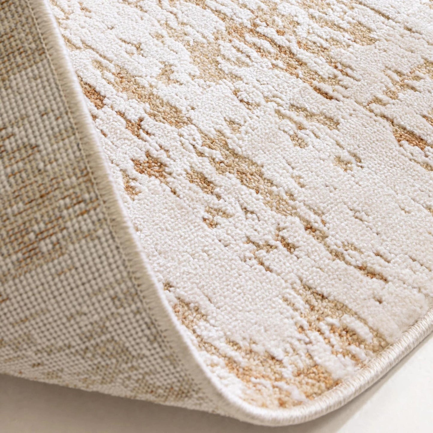 Anders AN03 Modern Boho Abstract Soft Silky Rug – Beige Natural