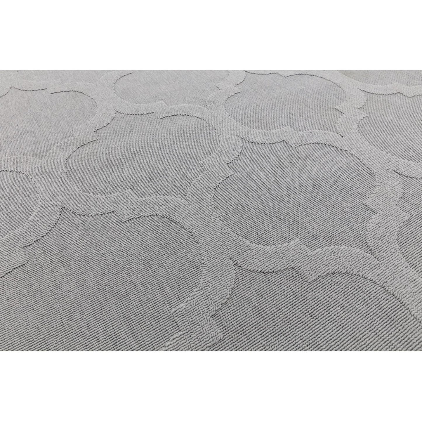 Antibes AN01 Contemporary Grey Trellis Indoor-Outdoor Rug – Durable Geometric Flatweave
