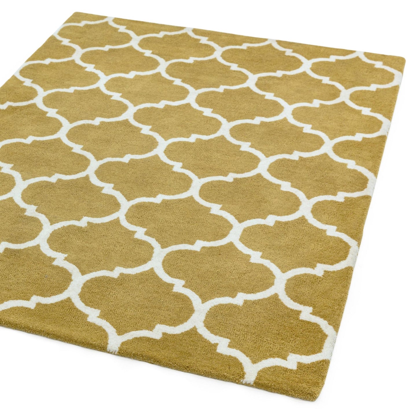 Albany Ogee Ochre Moroccan Trellis Hand Tufted Wool Rug