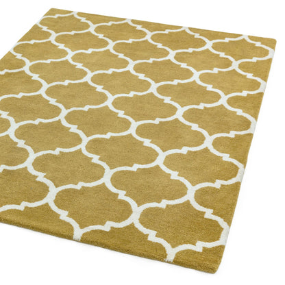 Albany Ogee Ochre Moroccan Trellis Hand Tufted Wool Rug