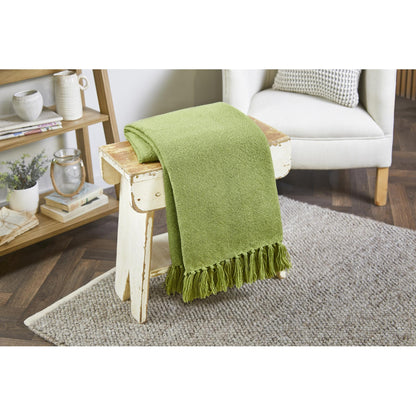 Hug Rug Woven Plain Throw Green Blanket Bed Sofa Chair Cover in 130 x 180 cm