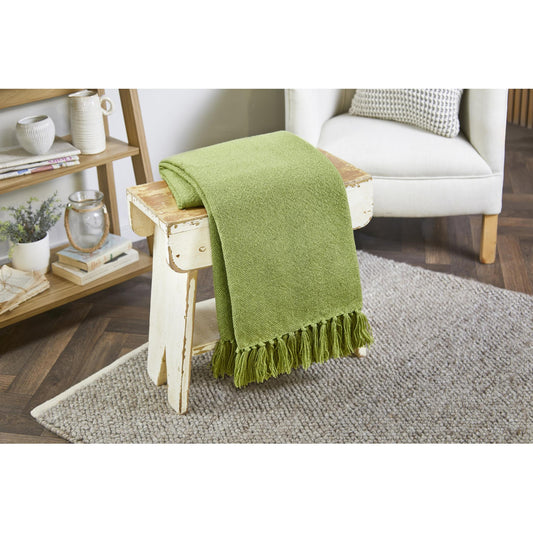 Hug Rug Woven Plain Throw Green Blanket Bed Sofa Chair Cover in 130 x 180 cm