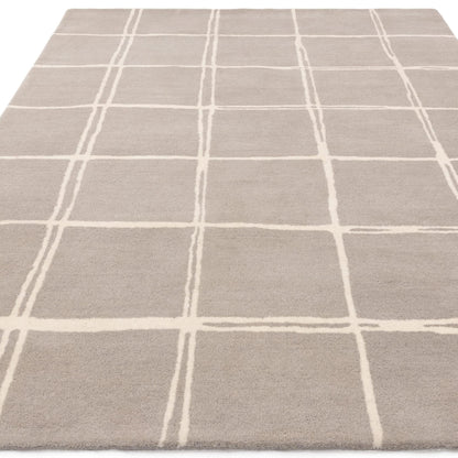 Albany Grid Silver Grey – Bold Geometric Intrigue and Natural Wool Luxury