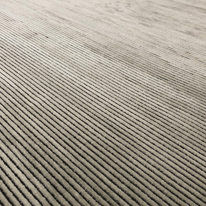 Kuza Plain Stripe Soft Silky Velvety Modern Rug in Khaki