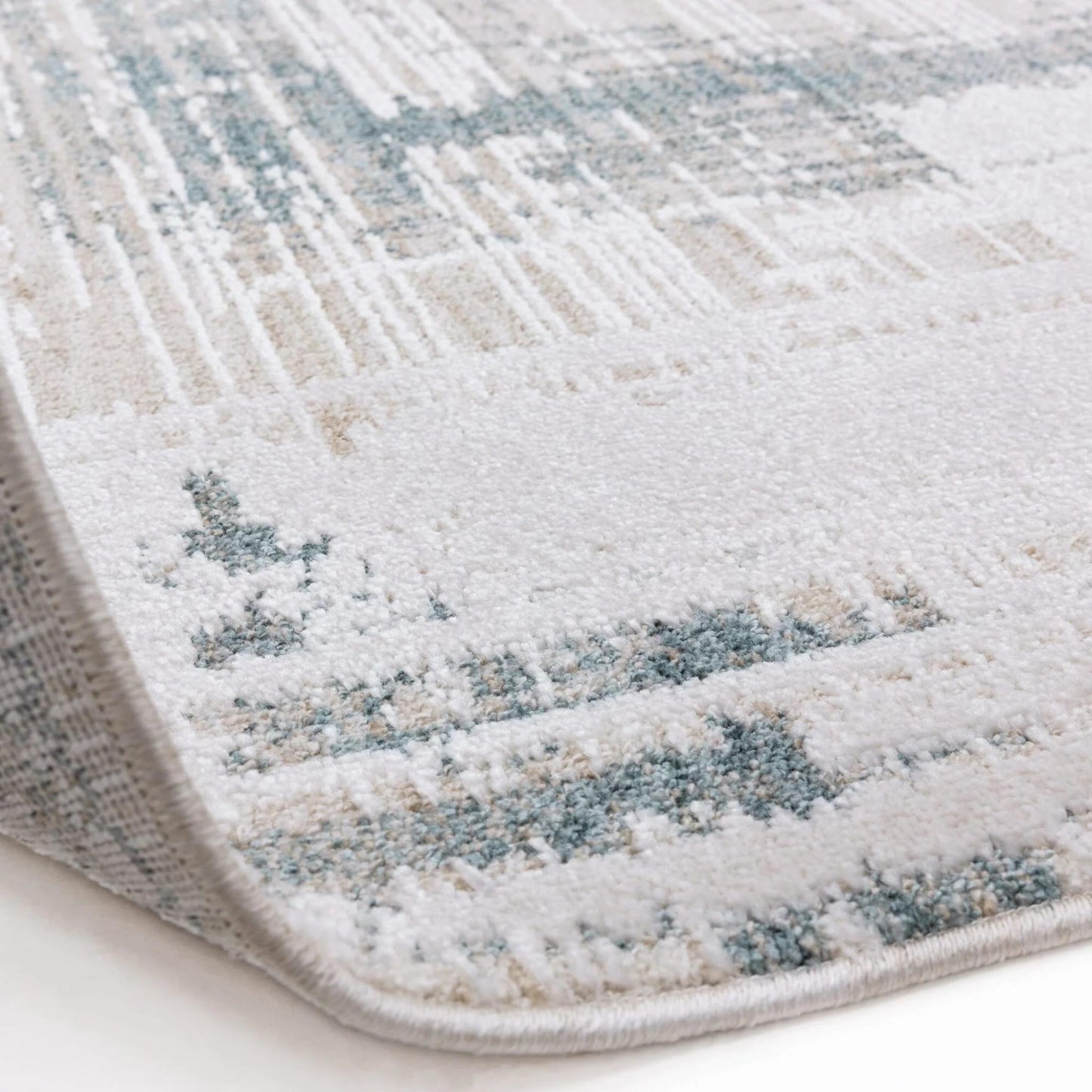 Anders AN07 Boho Charm Abstract Border Shimmer Rug in Blue Natural