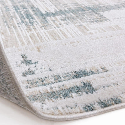 Anders AN07 Boho Charm Abstract Border Shimmer Rug in Blue Natural