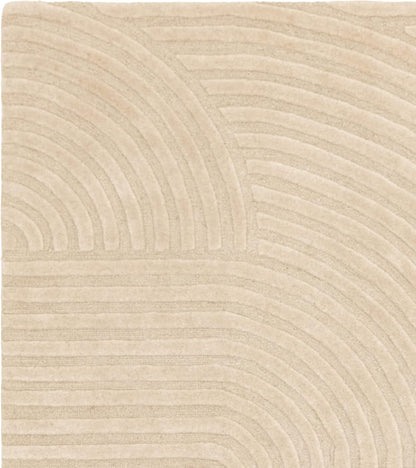 Hague Hand Made Wool Rug for Bedroom Dining Living Room Geometric Lines Tufted Modern Classic Soft Luxury Rug Sand