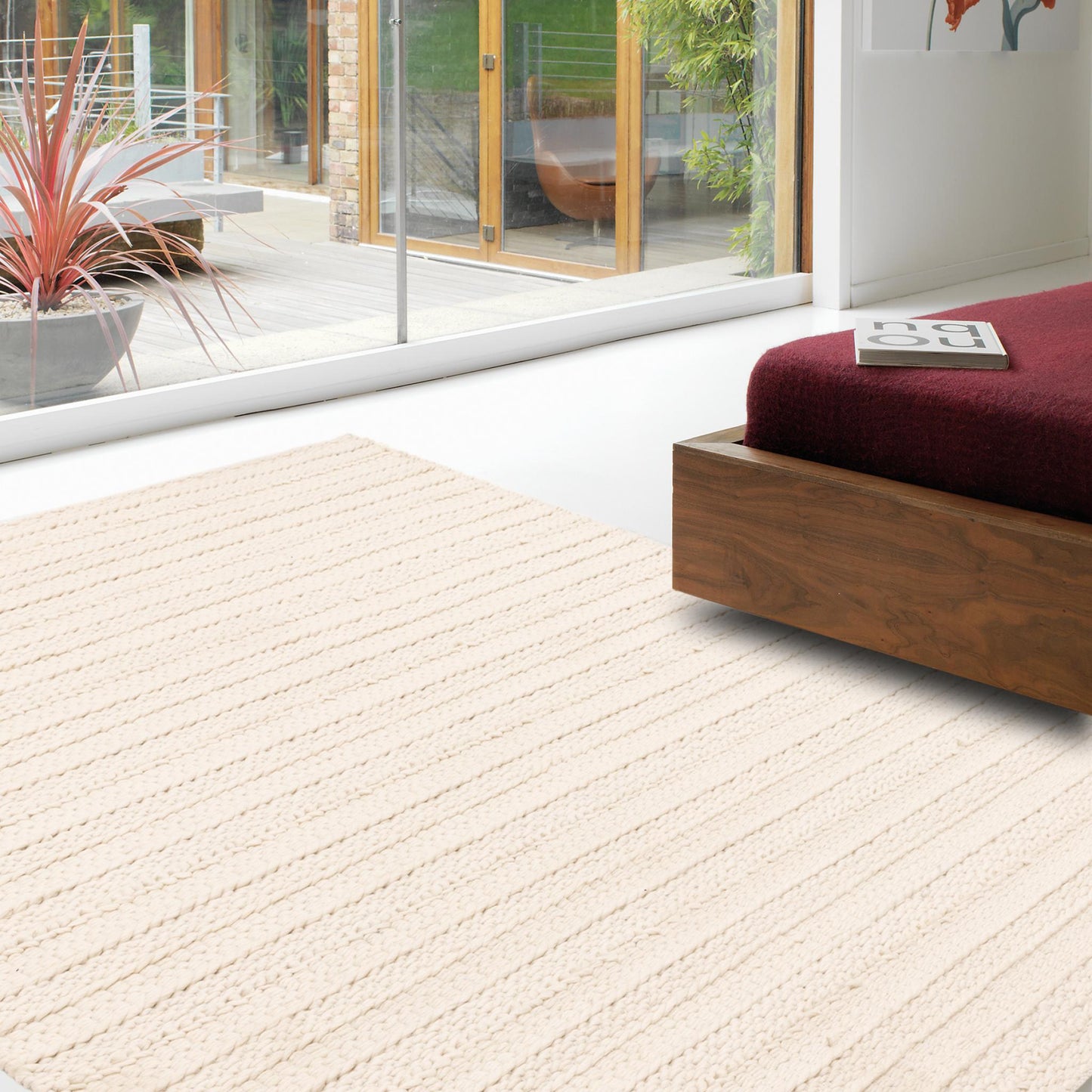 Grayson Luxury Cream Textured Hand Woven Indoor & Outdoor Eco-Friendly Rug