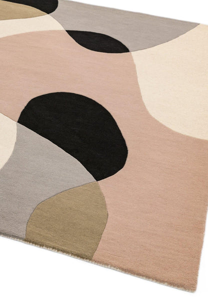 Matrix Arc Rug for Living Room Bedroom Soft Wool Hand Tufted Carpet Retro Geometric Multi Rug