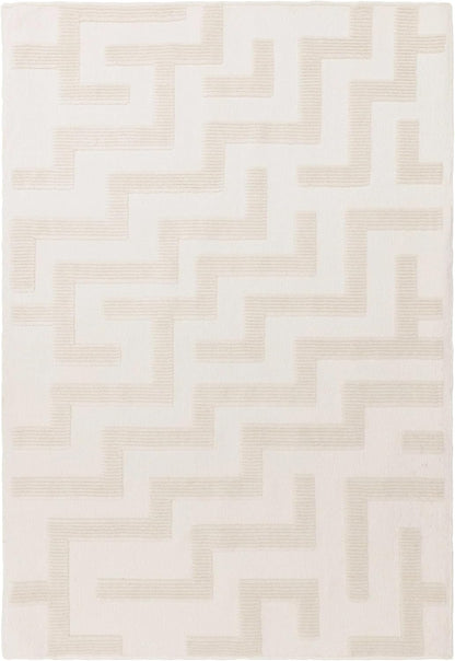 Cove Ivory Washable Rug – Soft Abstract Short Pile Carpet