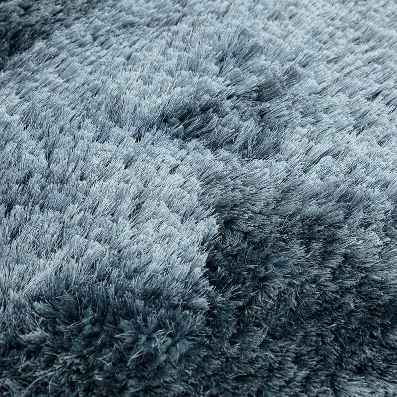 Plüschiger Shaggy-Teppich für Wohnzimmer und Schlafzimmer, Hochflor, dick, flauschig, handgefertigt, fusselfrei, seidig, schimmernd, glänzend, einfarbig, Hochflor-Teppich