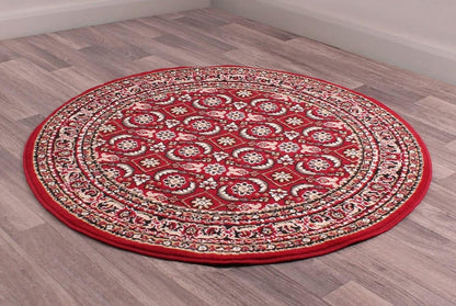 Traditional Poly Esta Rug for Living Room, Bedroom, Hallway Kitchen – Classic Oriental Bordered Soft Durable Area Rug in Red