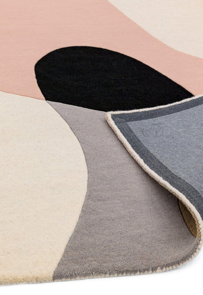 Matrix Arc Rug for Living Room Bedroom Soft Wool Hand Tufted Carpet Retro Geometric Multi Rug