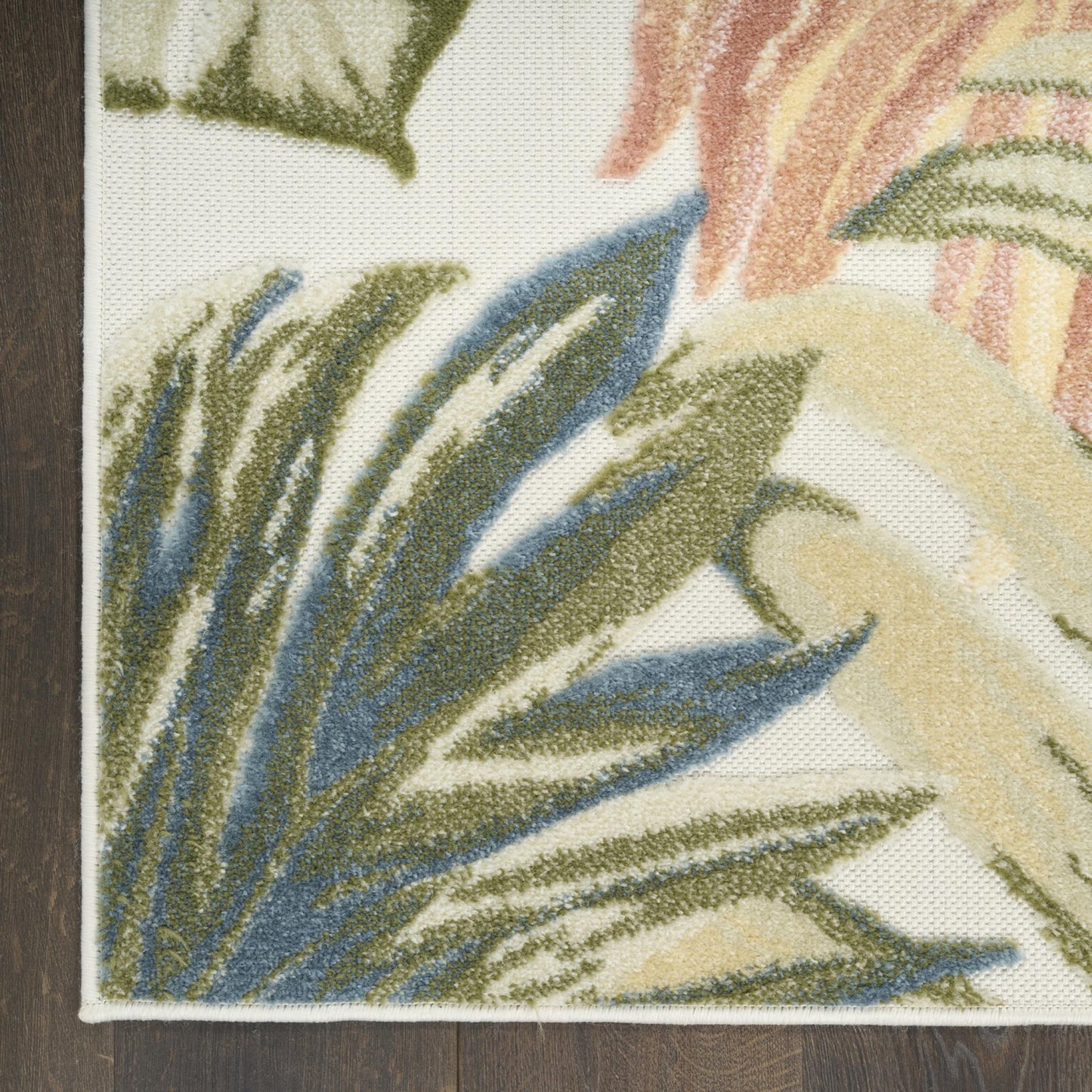 Aloha ALH43 Tropical Floral Ivory Green Indoor & Outdoor Area Rug